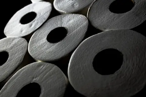 Elena Raikhlin close-up toilet roll berkumpul bersama